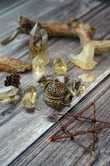 incense burner, gemstones minerals, Magical items for home protection, magic esoteric ritual....