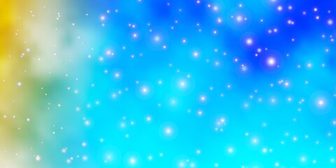 Light Blue, Yellow vector layout with bright stars.