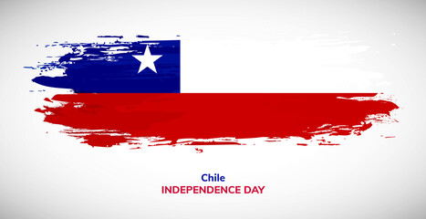 Happy independence day of Chile. Brush flag of Chile vector illustration. Abstract watercolor national flag background