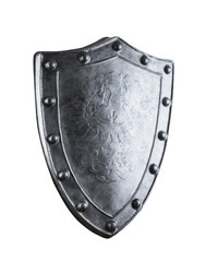 Old medieval shield isolated on white background with clipping path