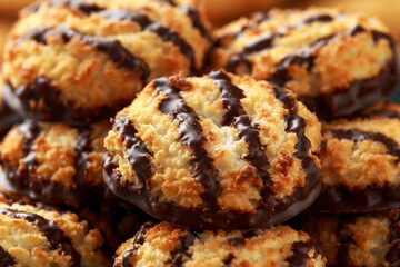 Coconut macaroons cookies with drizzle of chocolate. Gluten free