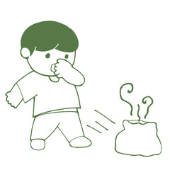 a person who moves back because of smelly something