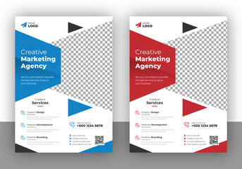 Corporate business flyer design template with colorful gradient and vector graphic element, brochure and magazine cover template in geometric shape and poster layout, company profile proposal design