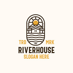 River House Lineart Logo Template. Vector Illustration