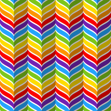 Rainbow chevron pattern, seamless vector geometric background