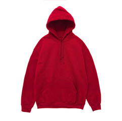 Blank hoodie sweatshirt color red front view on white background
