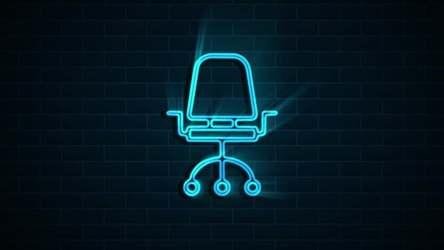 Office icon. Neon shadow icon. Office, great design for any purposes. Motion graphics.