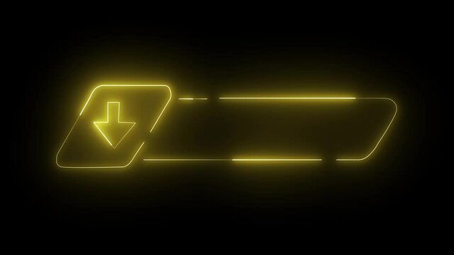 yellow glowing neon lights download button loop animation