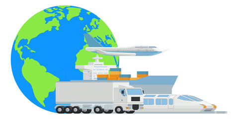 Logistic Transport Cargo World Globe Design