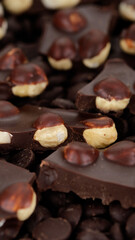 chocolate bar. crushed dark chocolate with nuts