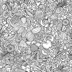 Cartoon doodles Summer seamless pattern.