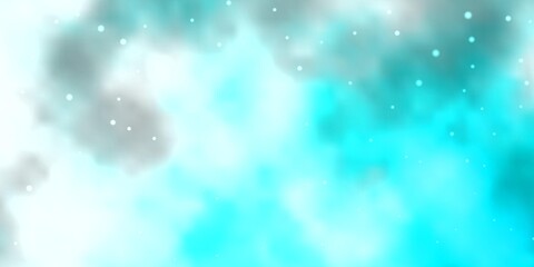 Light BLUE vector template with neon stars.