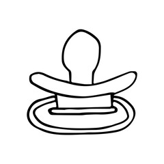 Baby pacifier hand drawn on a white background is isolated. The pacifier can be used on children's clothing, invitations, packages