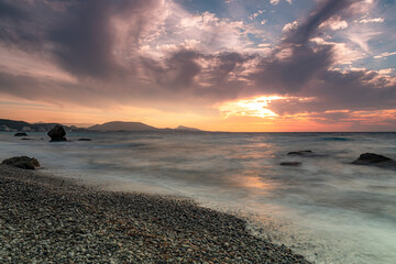 Rhodes Kato Petres Beach Coastal Sunset