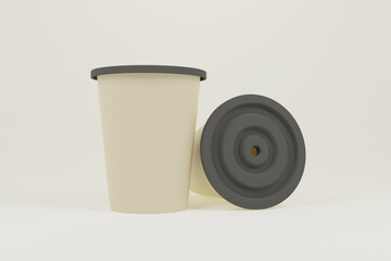 Coffee cup in gray color, on white background