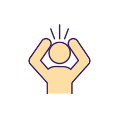 Migraine RGB color icon. Mental confusion, disorientation. Brain injury. Memory loss. Debilitating headaches. Delirium and amnesia. Throbbing pain. Cognitive disability. Isolated vector illustration