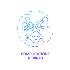 Complications at birth concept icon. Hearing loss cause idea thin line illustration. Infant babble absence. Maternal diabetes. Problems with auditory system. Vector isolated outline RGB color drawing