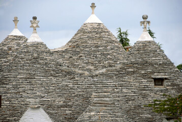 Fototapeta na wymiar the trullo is a type of conical construction in traditional dry stone of Puglia. They are used as shelters in the countryside or homes for farmers. 