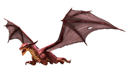 3D Rendering Fairy Tale Dragon on White