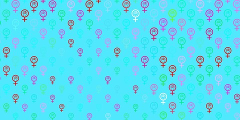 Light Green, Red vector template with businesswoman signs.