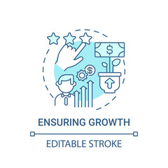 Ensuring growth concept icon. Basic corporate core value idea thin line illustration. Job performance improvement. High-potential employee. Vector isolated outline RGB color drawing. Editable stroke