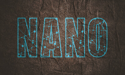 Nanotechnology concept. Text textured by lines connected with dots