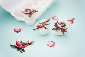 Easter, eggs are decorated with flowers, do it yourself