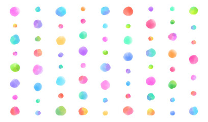 水彩で描いたカラフルなドット模様