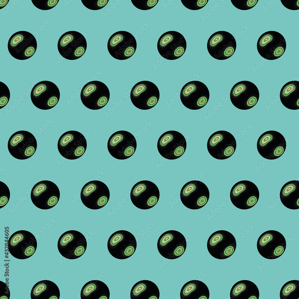 Poster shiny balls on blue background repeat pattern print