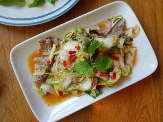 Spicy Grilled Pork Jowl Salad with Thai Eggplant