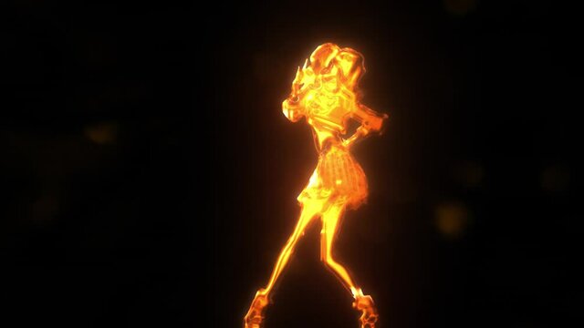 Dancing   K-Pop Girl  Particles Fire - 3D Illustration