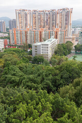 Obraz premium High rise residential building and public park in Hong Kong city