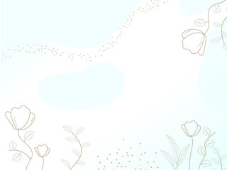 Line Art Floral Abstract Background With Copy Space.