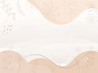 Floral Abstract Background In Beige And White Color.