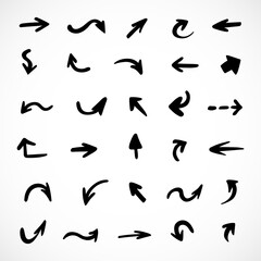 Vector set of hand-drawn arrows, elements for presentation