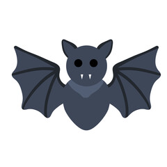 Bat. Flying nocturnal beast. Funny vampire predator with wings. Flat cartoon illustration