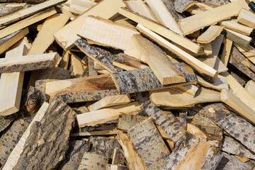A heap of firewood from aspen lumber.