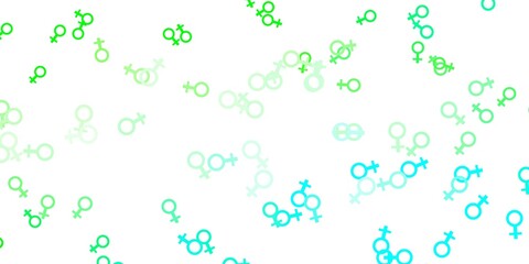 Light Green vector pattern with feminism elements.