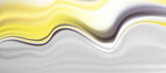 Web header background design with liquid yellow and ash paint flow. Abstract fluid background for website, brochure, banner, poster.