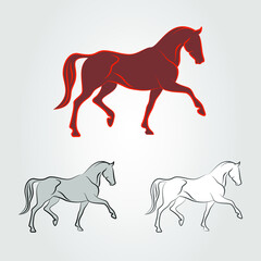 Horse logo.  Mustang mascot. Perfect stallion. Calm pony. Noble steed icon. Race animal. Vector illustration