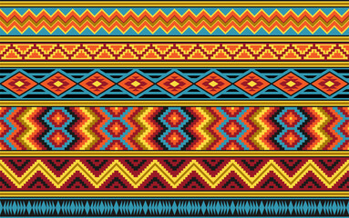 Ethnic geometric seamless pattern. Saturated colors.