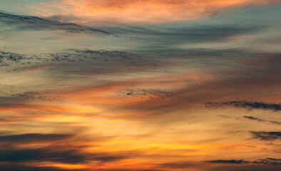 Heavenly abstract background. Picturesque bright, dramatic evening sky.