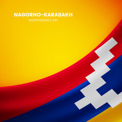 Creative Nagorno-Karabakh Republic flag on fabric texture. Vintage style independence day background