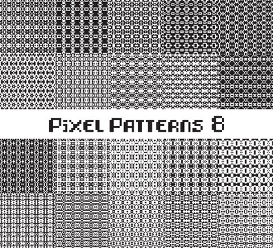 Pixel pattern seamless, black and white color. Patterns set in retro design.
