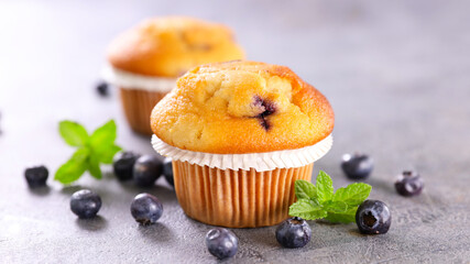 close up on blueberry muffin