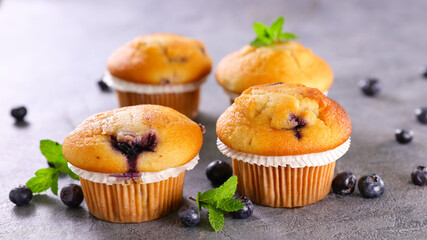 close up on blueberry muffin