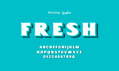 Fresh bright blue and white 3d font styles design templates. White and Blue Alphabet Letters and Numbers. 3D creative Font.