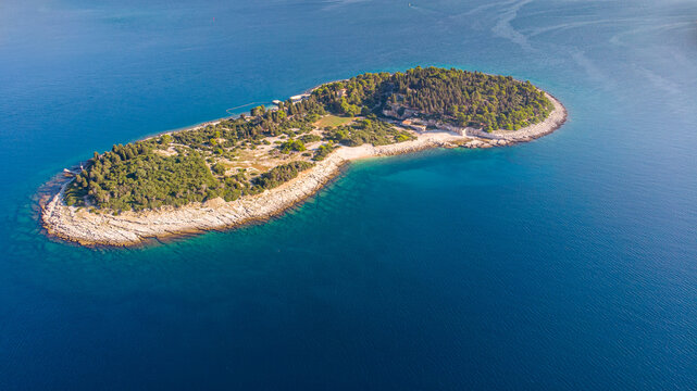 Aerial shot of Sveti Jerolim Island, Croatia
