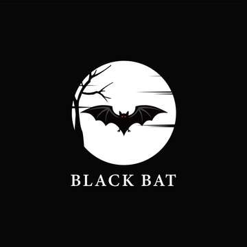 bat Logo Design Template Vector with a black background