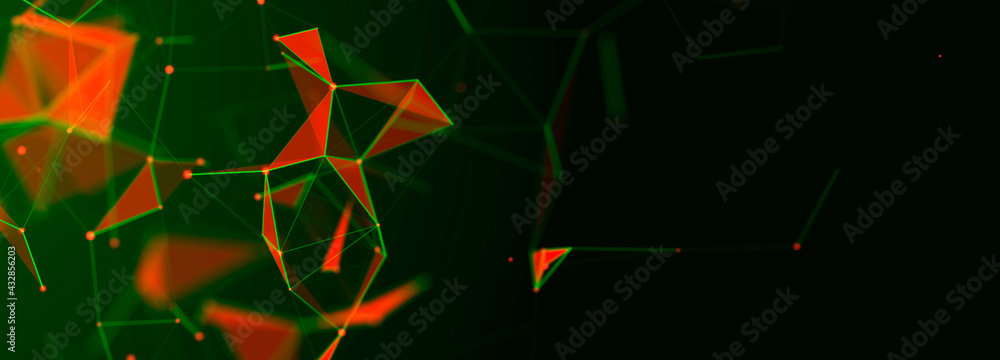 Poster Data technology illustration. Big Data visualization. Science background. 3D rendering